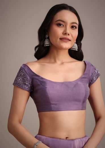 Purple Soft Organza Saree With Cutdana Sequins Embroidery