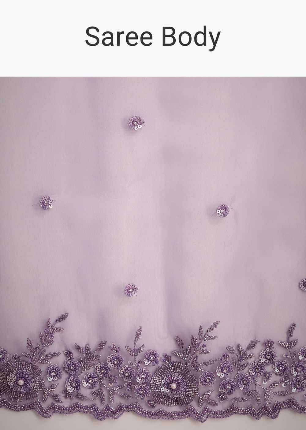 Purple Soft Organza Saree With Cutdana Sequins Embroidery