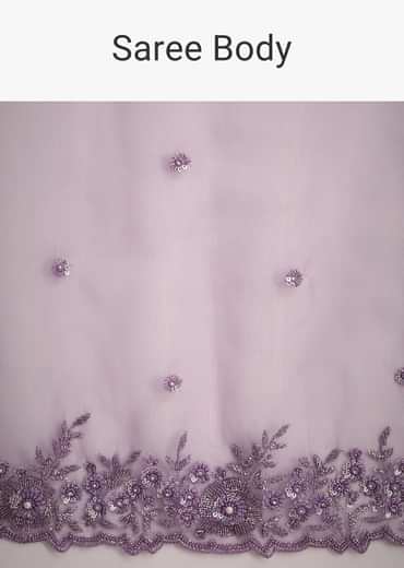 Purple Soft Organza Saree With Cutdana Sequins Embroidery
