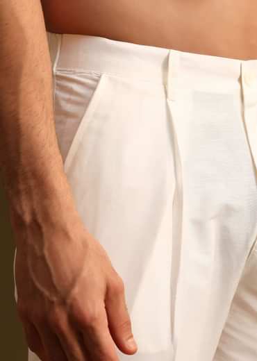 Purple Threadwork Kurta Pant Set With Embroidered Yoke