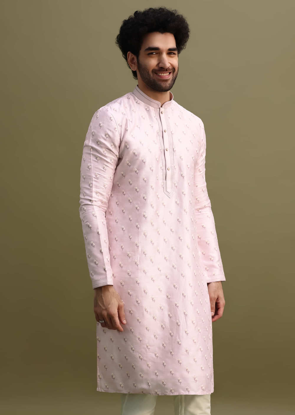 Lilac Threadwork Men Kurta Set