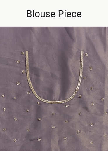 Purple Tissue Saree With Cutdana And Bead Embroidery