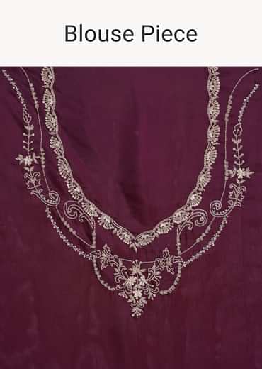 Purple Tissue Sequins Saree With Contrast Blouse