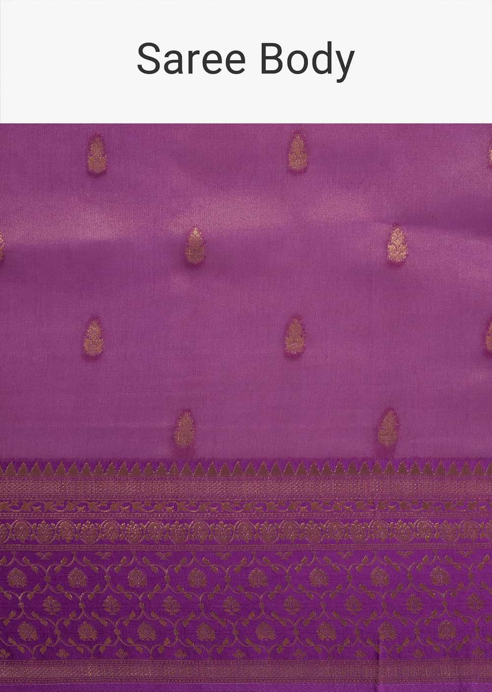 Lavendar Tissue Silk Saree With Butti Work And Chanderi Zari Woven Border