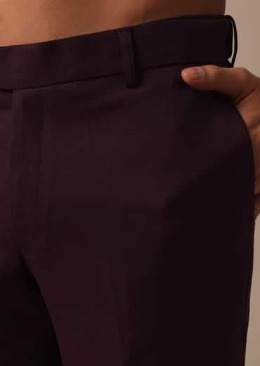 Purple Wine Coloured Tuxedo With Intricate All Over Embroidery