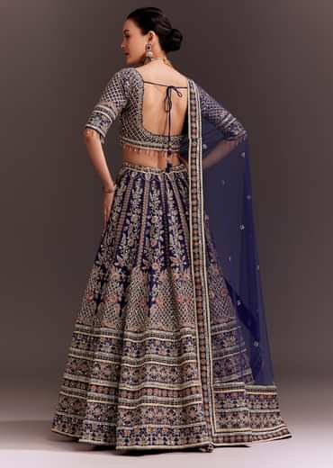 Purple Zari Embroidered Lehenga Set