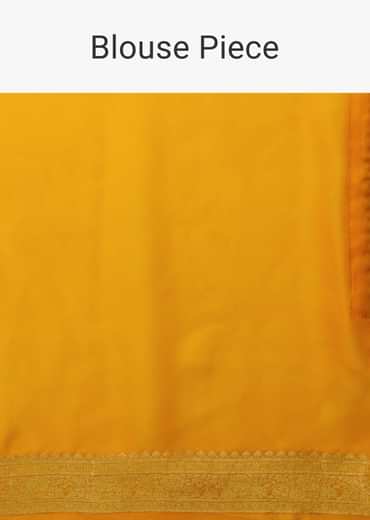 Radiant yellow georgette saree with brocade stripes