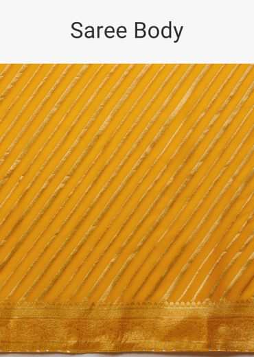 Radiant yellow georgette saree with brocade stripes