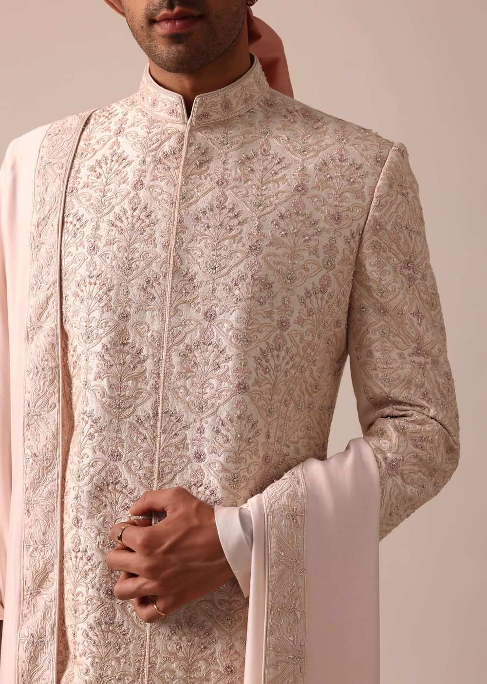 Radiant Pink Sherwani With Heavy Embroidery Work
