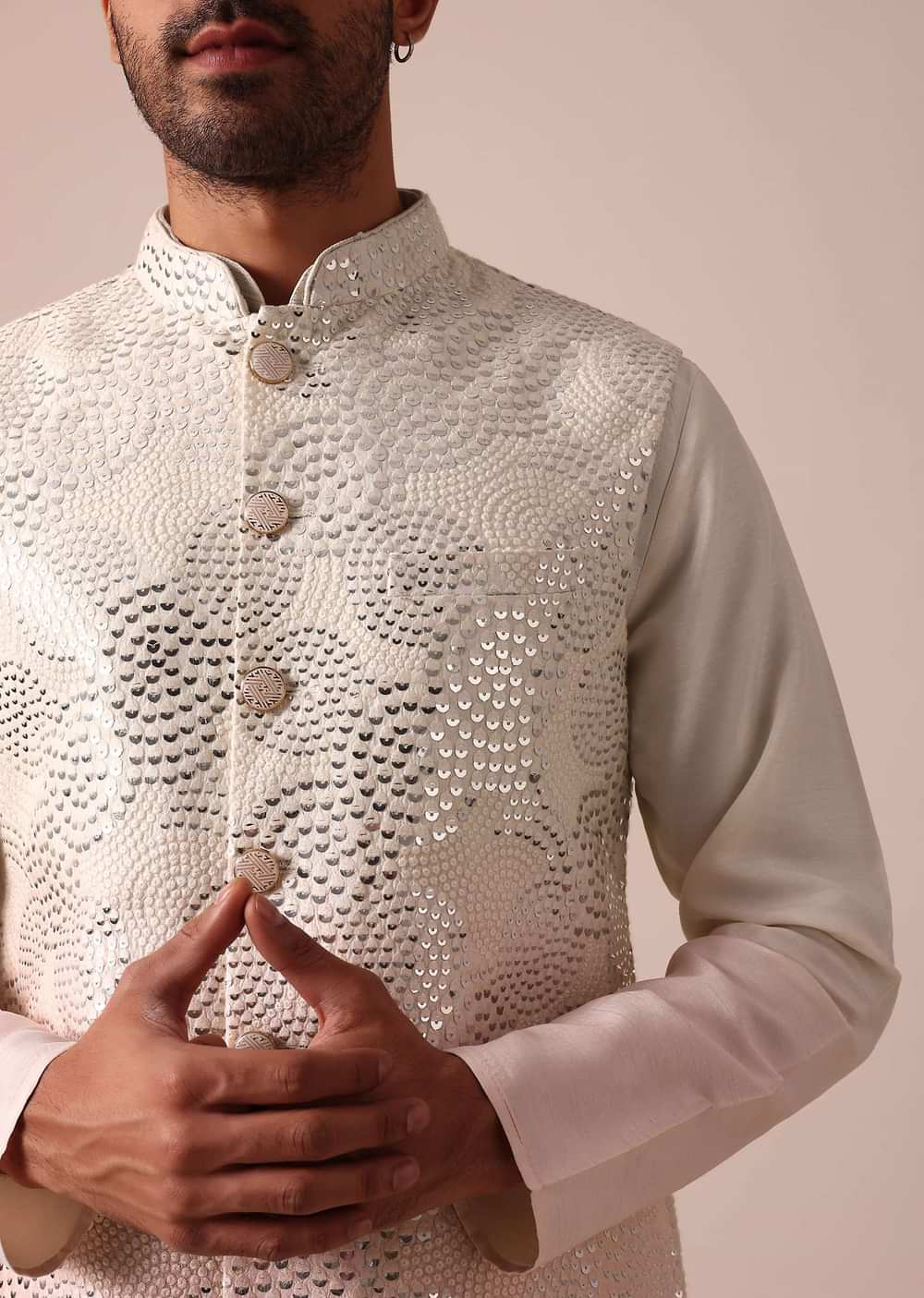 Radiant Ombre Pink Silk Jacket Kurta Set For Men