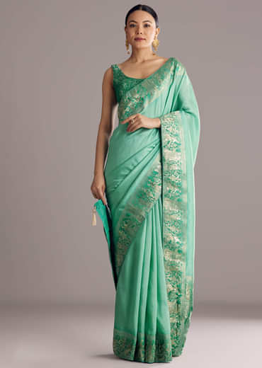 Rama Green Dola Silk Saree