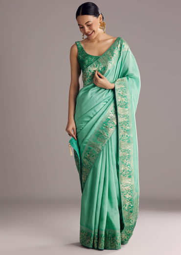 Rama Green Dola Silk Saree
