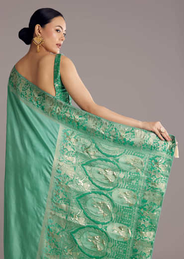 Rama Green Dola Silk Saree