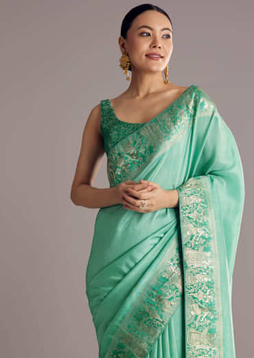 Rama Green Dola Silk Saree