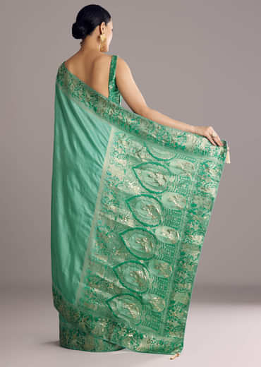 Rama Green Dola Silk Saree