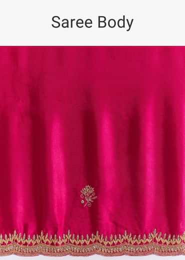 Rani Pink Chinon Saree With Cutdana Butta And Scallop Border