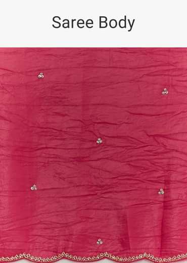 Rani Pink Crushed Tissue Saree With Cutdana And Sequin Embroidery