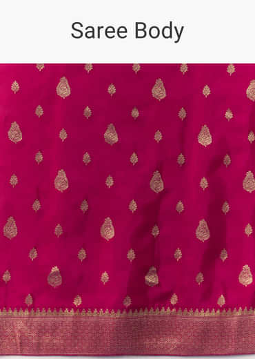 Rani Pink Dola Silk Brocade Woven Saree with Unstitched Blouse