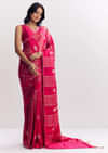 Rani Pink Dola Silk Saree With Gota Patti Woven Motif