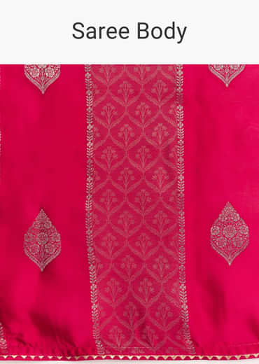 Rani Pink Dola Silk Saree With Gota Patti Woven Motif
