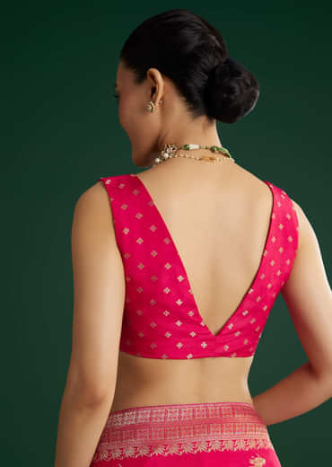 Rani Pink Dola Silk Saree With Zari Woven Border