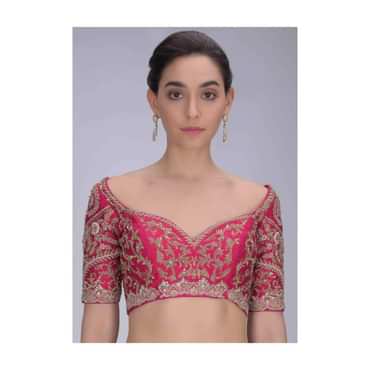 Rani Pink Blouse In Embellished Raw Silk
