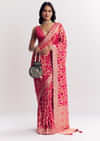 Rani Pink Georgette Saree With Zari Jaal Work