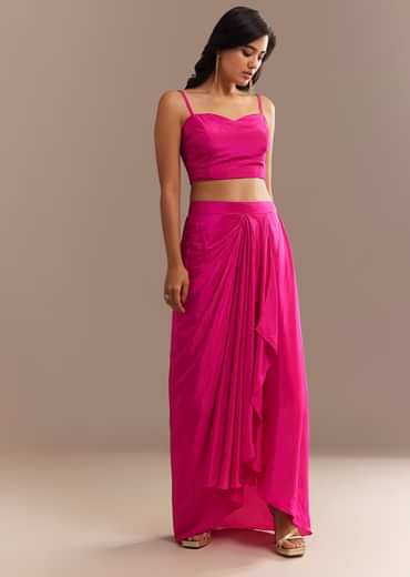 Rani Pink Ombre Zardosi Cape Skirt Set