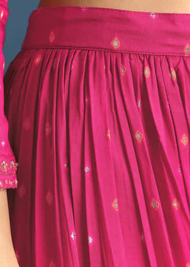 Rani Pink Russian Silk Kurta Palazzo With Banarasi Dupatta