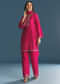 Rani Pink Silk Embroidered Kurta Set With Dupatta