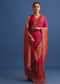 Rani Pink Banarasi Bandhani Satin Saree With Brocade Motifs On Border