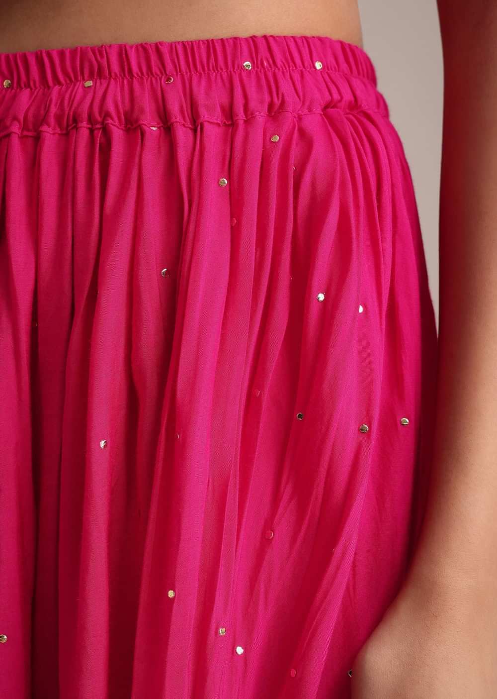 Rani Pink Leheriya Printed Kurta Dhoti Set