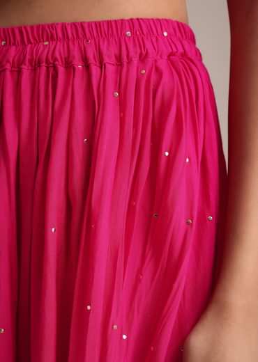 Rani Pink Leheriya Printed Kurta Dhoti Set