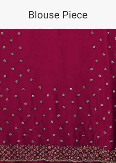 Rani Pink Saree In Chiffon With Cut Dana And Stones Embroidery