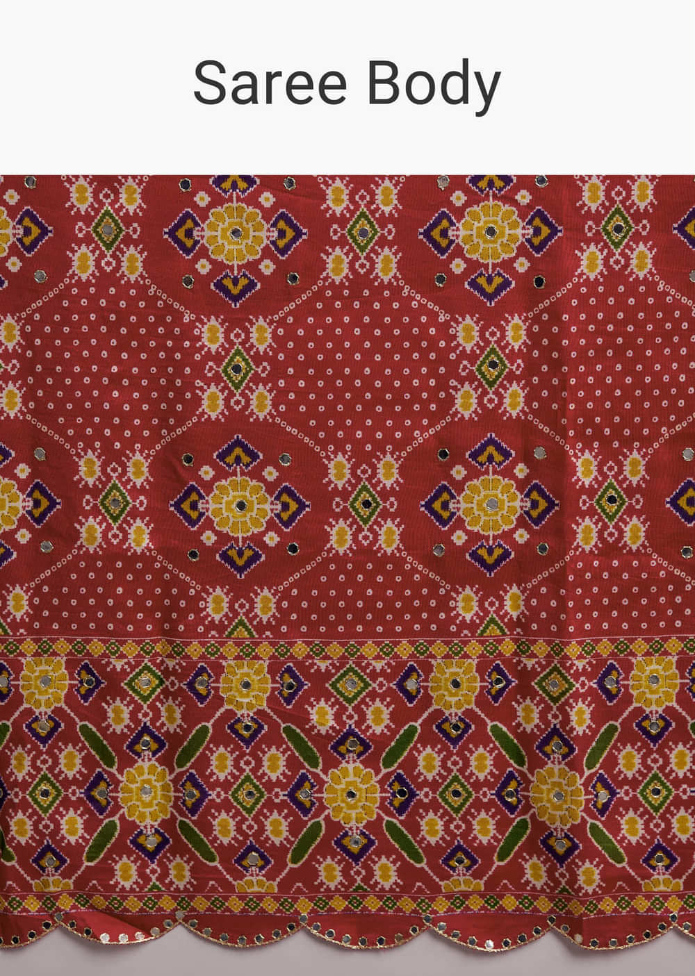 Rani Pink Satin Saree With Handwoven Ikat Print And Mirror Work