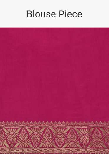 Rani Pink Silk Saree With Bandhani Detail And Unstitched Blouse Piece