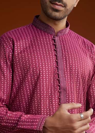 Red Banarasi Silk Kurta Pant Set