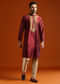 Red Banarasi Silk Kurta Set For Men With Heavy Hand Embroidery