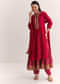Red Bandhani Layered Silk Kurta Set With Dupatta