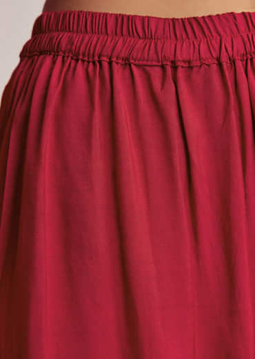 Red Bandhani Layered Silk Kurta Set With Dupatta