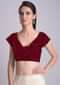 Red Blouse In Velvet With Trapeze Neckline