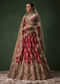 Red Bridal Sequin Silk Lehenga Set with  Two Dupattas