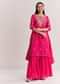 Pink Chinon Asymmetrical Kurta Sharara Suit With Embroidery