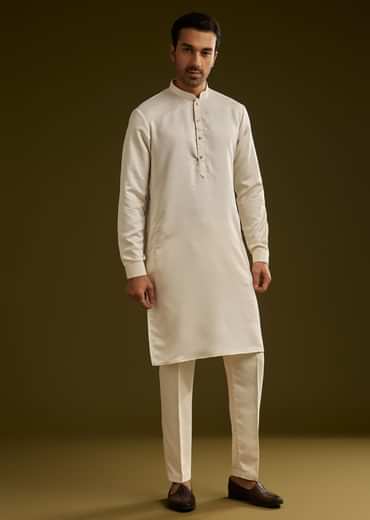 Red Cotton Silk Kurta Set With Nature Motif Jacket