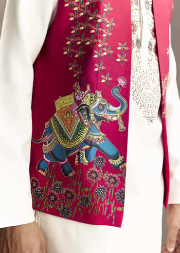 Red Cutwork Kurta Jacket Set