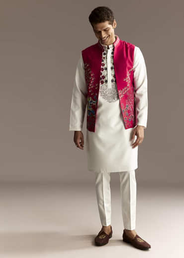 Red Cutwork Kurta Jacket Set