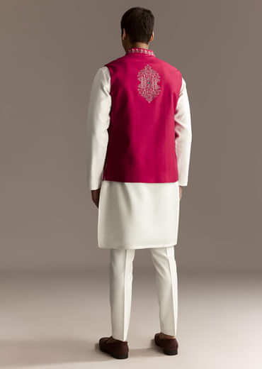 Red Cutwork Kurta Jacket Set