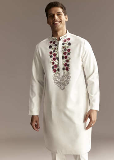 Red Cutwork Kurta Jacket Set