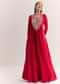 Red Dola Silk Anarkali With Silver Zardosi And Choker Dupatta