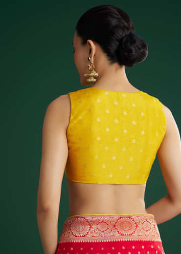 Red Dola Silk Saree With Butti And Floral Woven Border